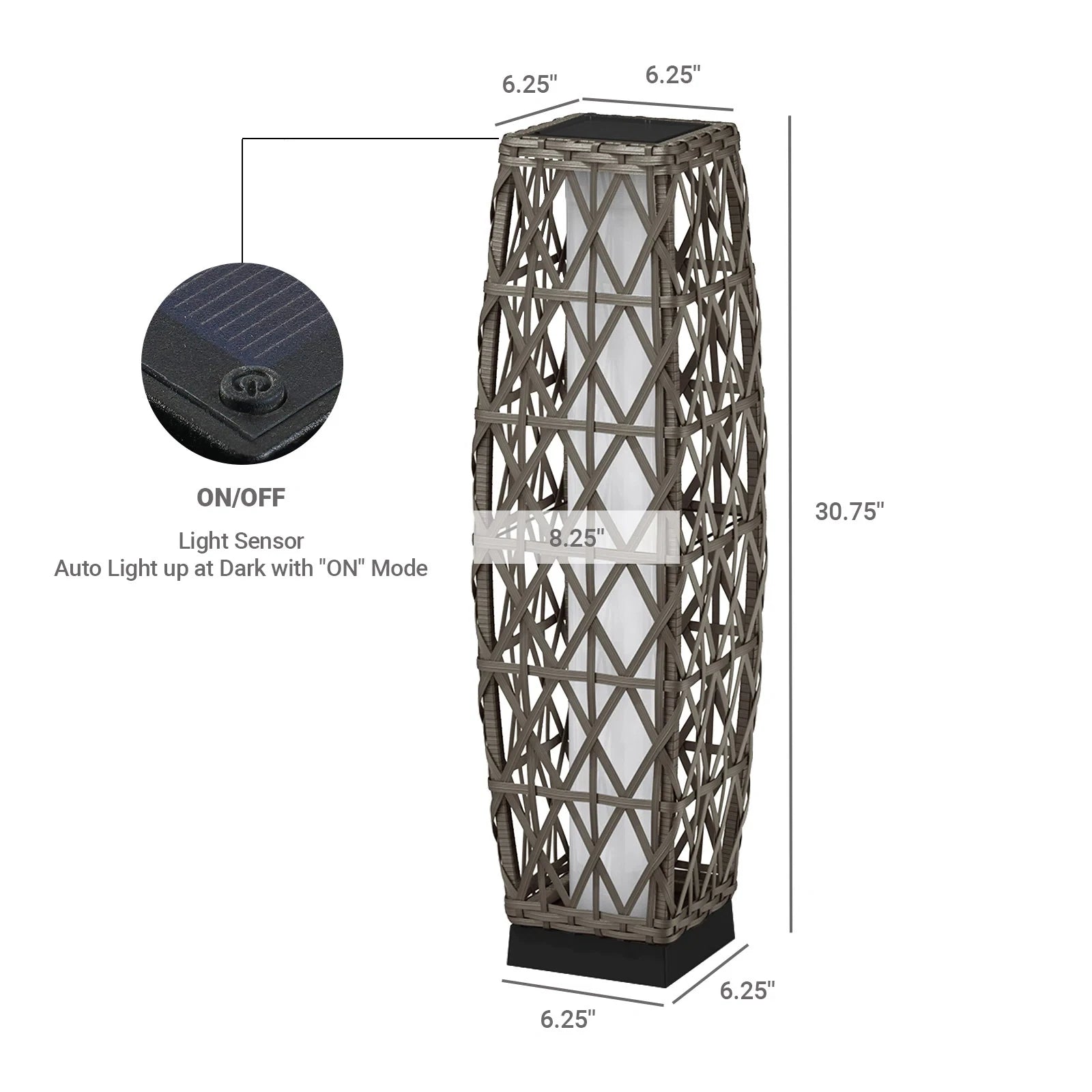 Cindy Solar Floor Lamp ,Outdoor Wicker Lantern Decoration Light for Patio Deck Garden Lawn Porch And Festival Celebration