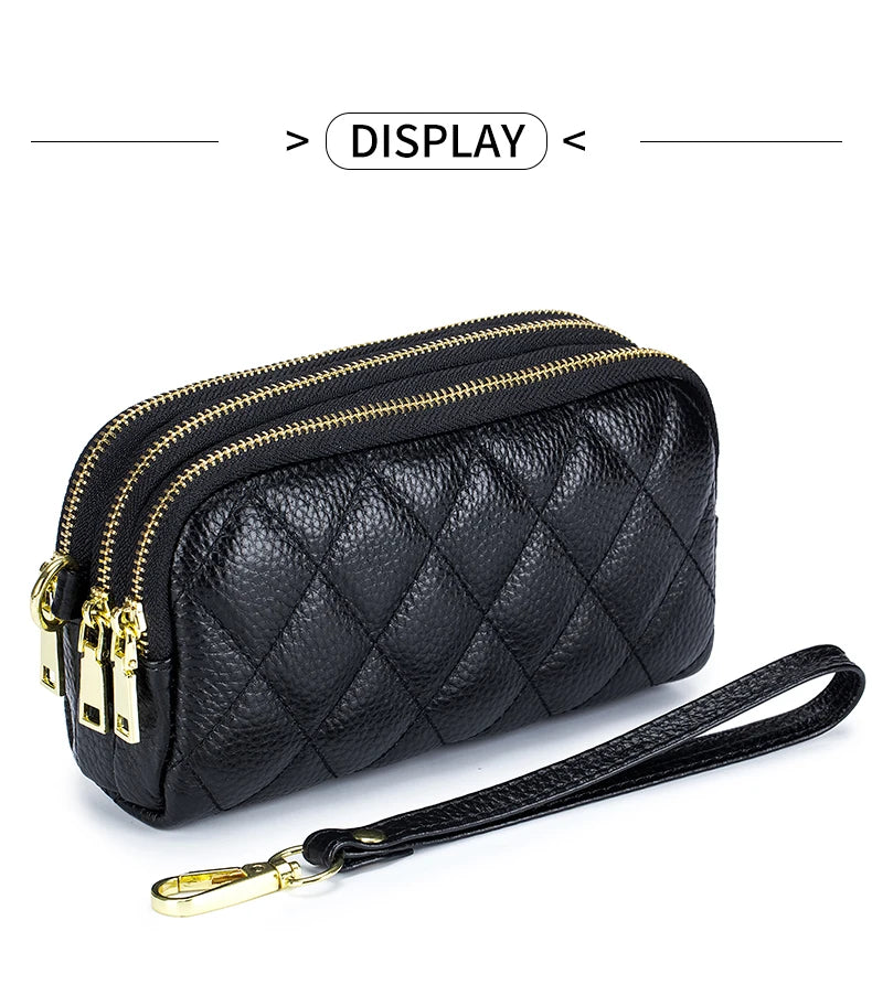 Women Long Wallet Genuine Leather Card Holder Large Capacity Zipper Coin Purse Multi Card Organizer Phone Bag Women Handbag