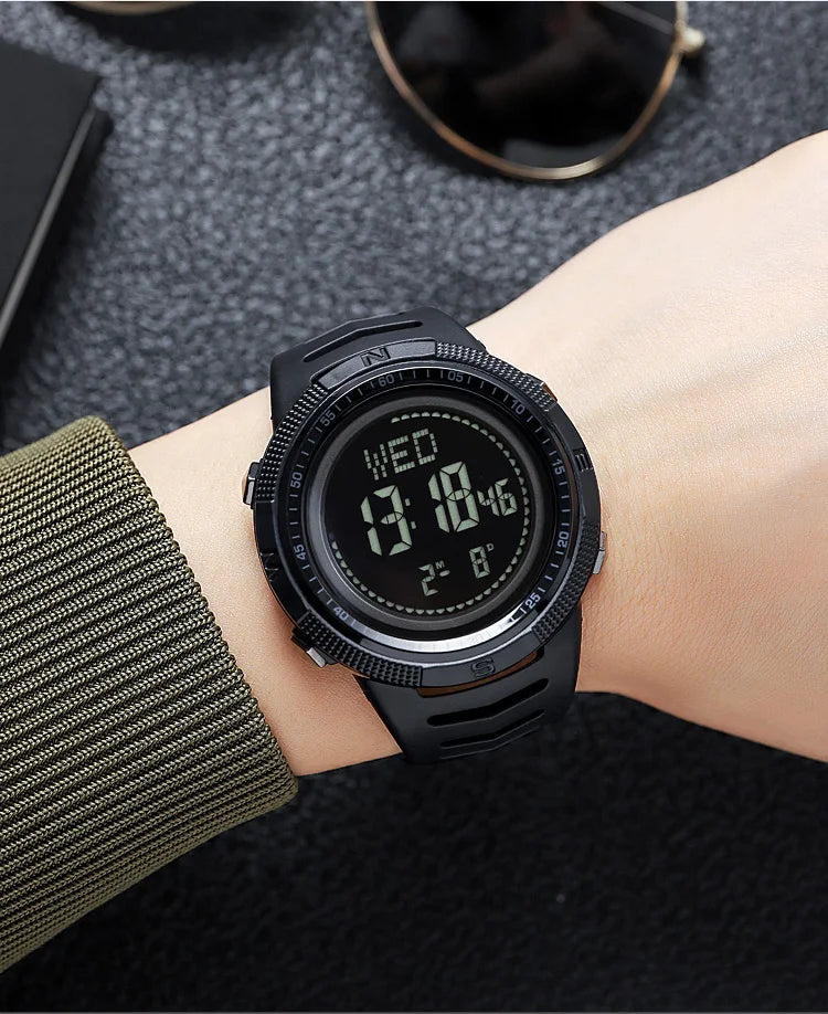 SKMEI Men's Sport Military Digital Men Watch For Men Waterproof Electronic Countdown Mens Wristwatches Outdoors Clock + Compass