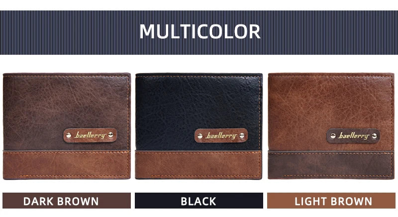 Men's Short PU Leather Wallet,Multi-Slot Bifold Pocket Photo Holder Small Men's Wallet,Vintage Wallet Pocket for Male