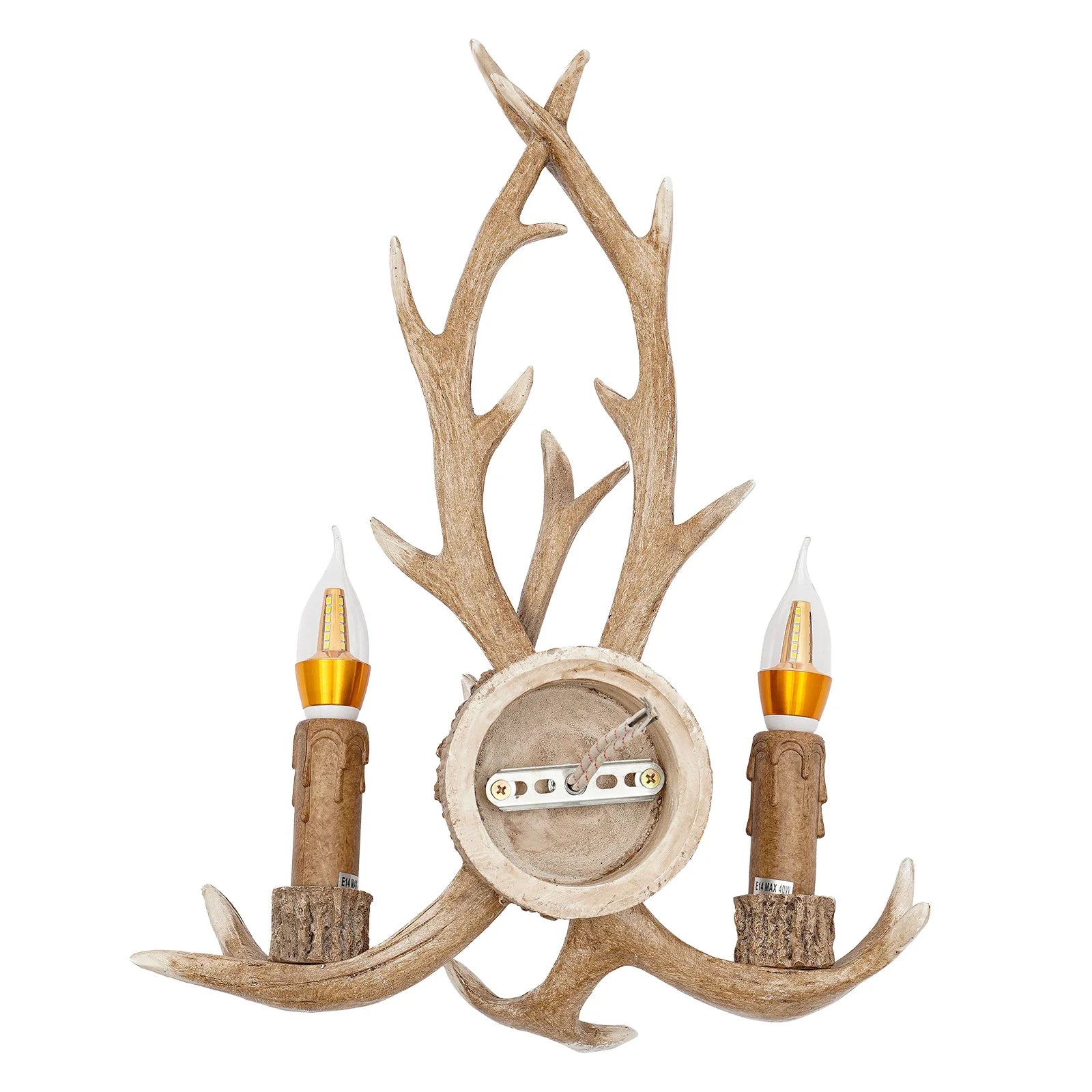 Bymaocar Energy-Efficient LED Antler Wall Lamp, E14 Bulb Base, Indoor Lighting Fixture for 32.29-53.82ft², Bedroom & Hotel Decor