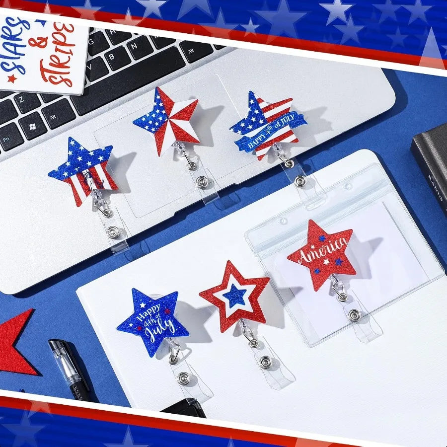 6 Pcs Holiday Badge Reels for  Retractable Badge Reels with Clip Decorative Holiday Badge Holder ID Name Badge Clips for  Docto