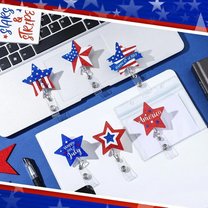 6 Pcs Holiday Badge Reels for  Retractable Badge Reels with Clip Decorative Holiday Badge Holder ID Name Badge Clips for  Docto