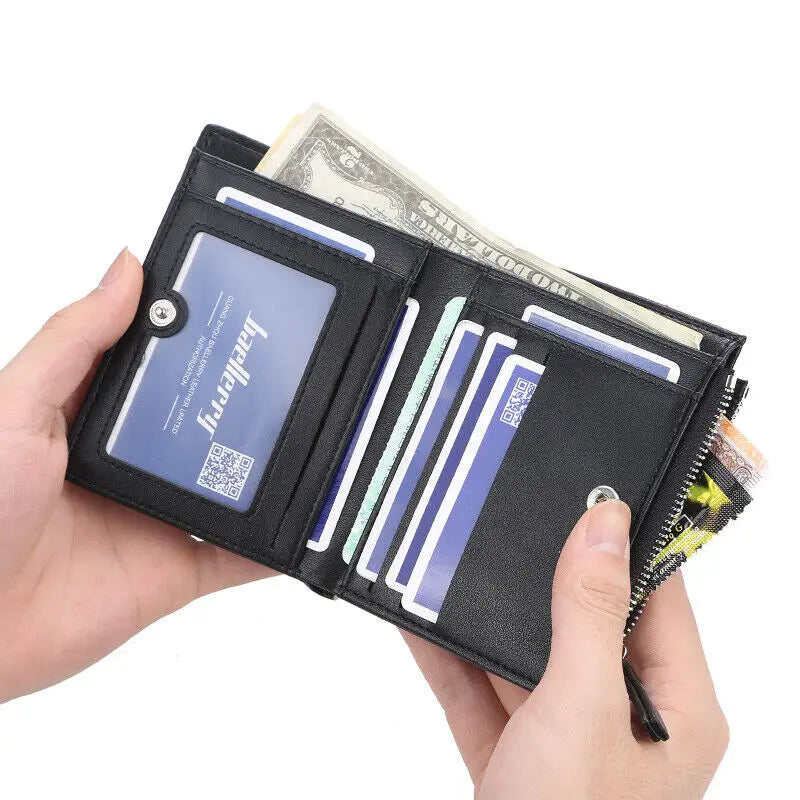 Man's Leather Coin Wallet Foldable Zipper Purse Multi-card Slot Credit Wallet Business Wallet Credit Card Holder Purse Gift