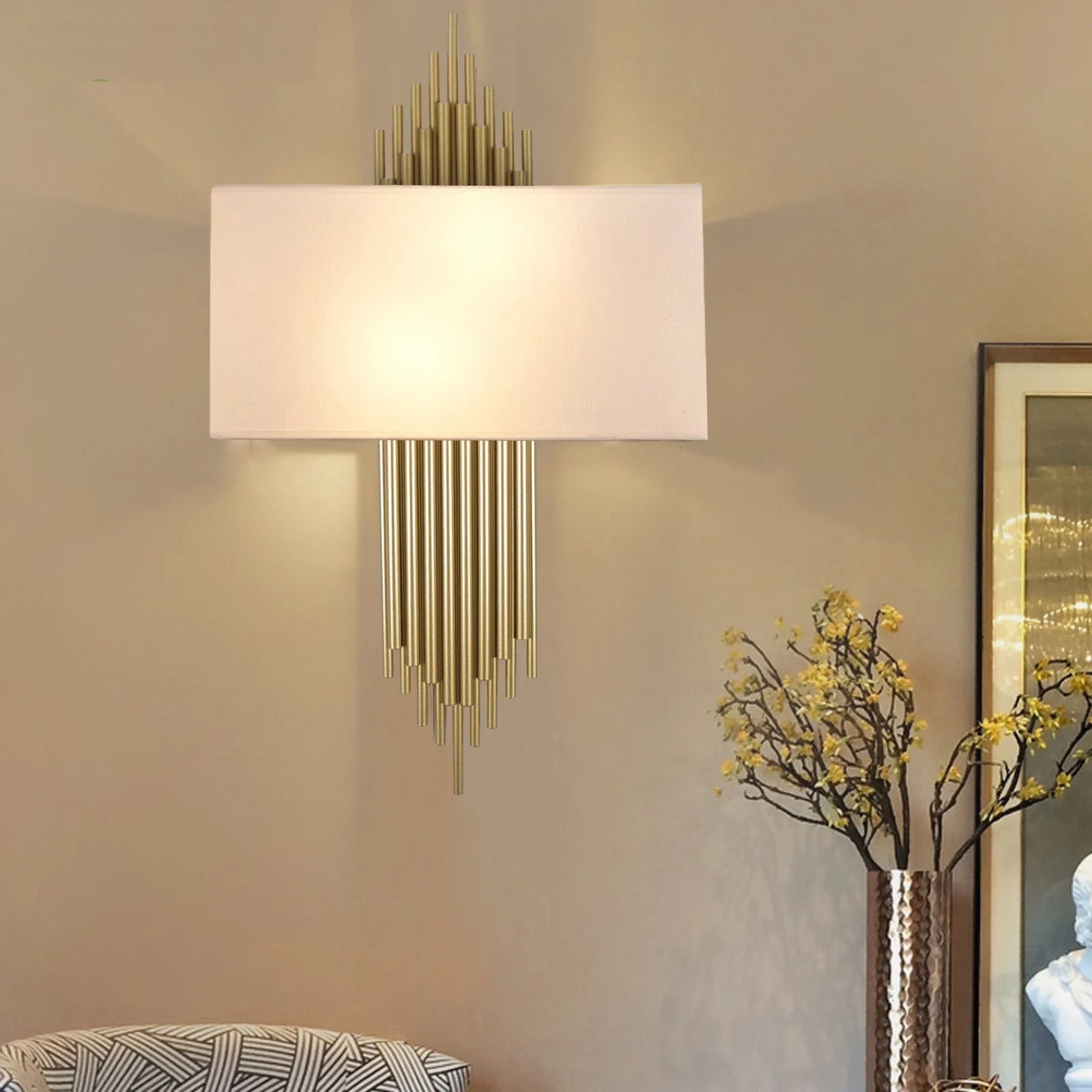 Modern Luxury Industrial Wall Sconce | Indoor Bedroom Lamp with Decorative Lampshade