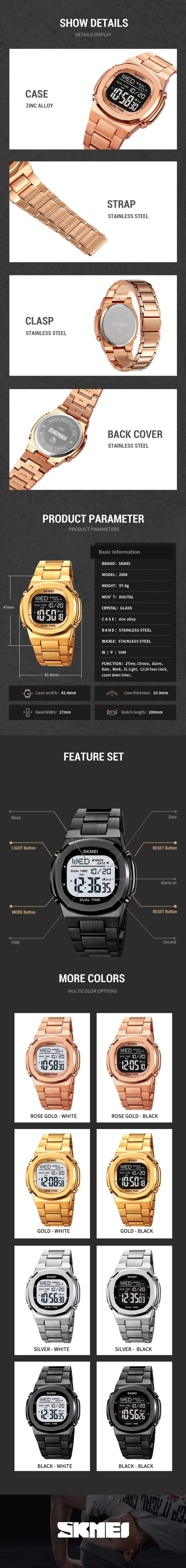 SKMEI Original Brand Digital Sport Watches Men Countdown Timer Chrono Alarm Back Light Wristwatch Waterproof Clock reloj hombre