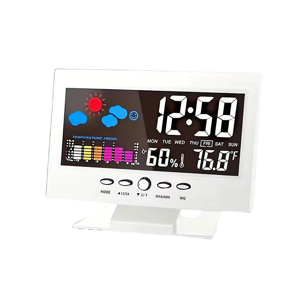 【2025 Upgraded】Digital Weather Station Thermometer Hygrometer Clock - Temp Humidity Monitor Calendar Trend Alarm Comfort Level |