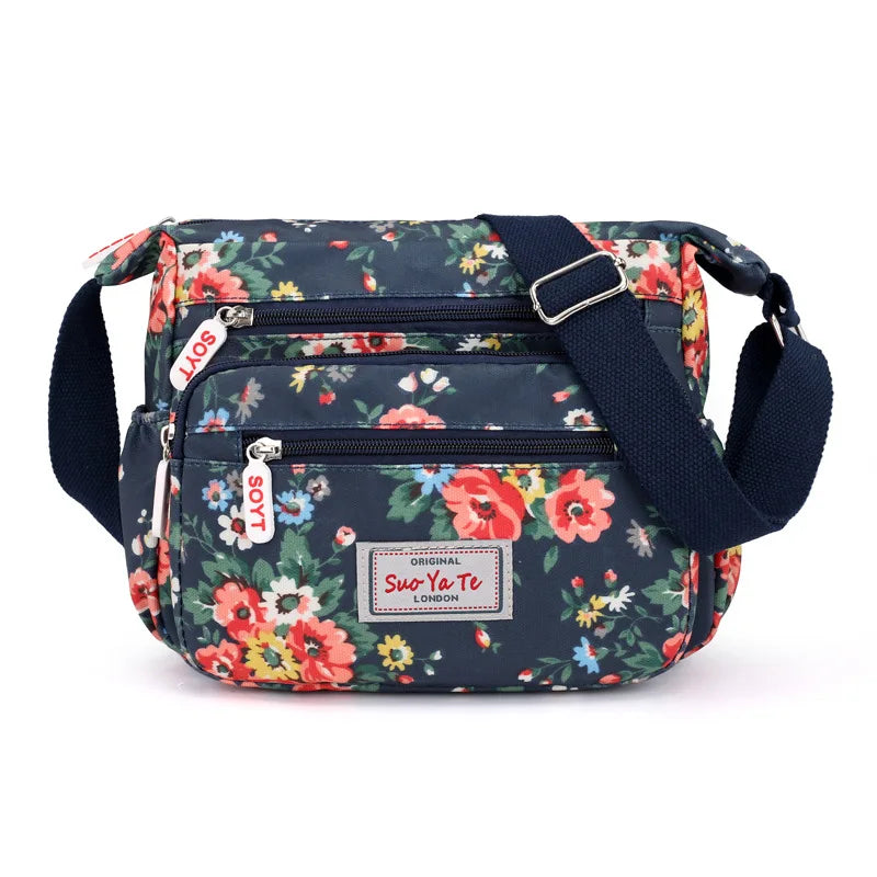 Fashion Multi-Pocket Crossbody Handbags Floral Pattern Female Shoulder Bag for Shopping Messenger Bags Waterproof Crossbody Bag