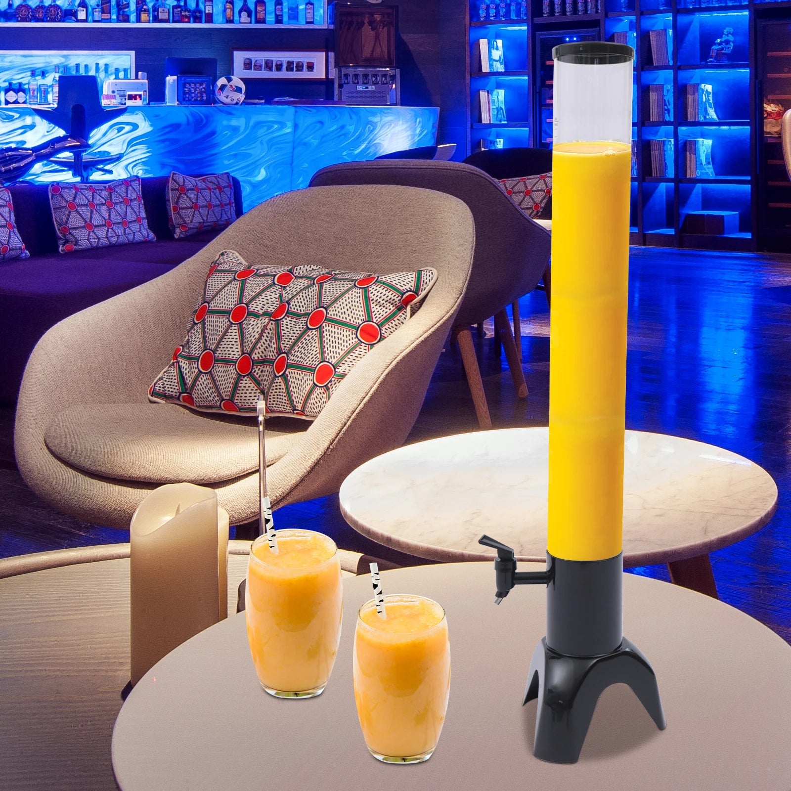 100 oz Beer Tower Dispenser 3L, Clear Beverage Tower Dispenser with Ice Tube, Tabletop Drink Tower for Margarita, Liquor