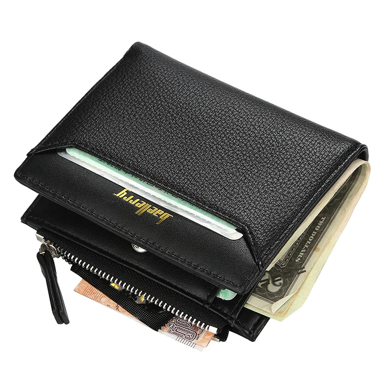 Man's Leather Coin Wallet Foldable Zipper Purse Multi-card Slot Credit Wallet Business Wallet Credit Card Holder Purse Gift