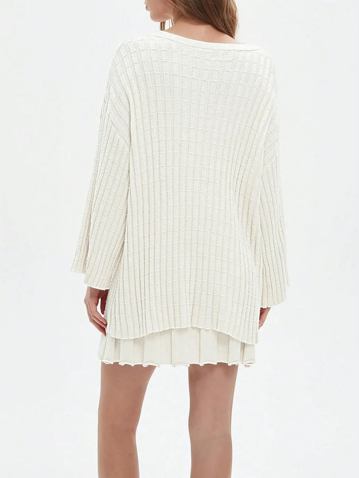 Womens Sweater Mini Skirt Sets 2 Piece Outfits Long Sleeve Top Short Skirts Suits Loose Loungewear Fall Clothes