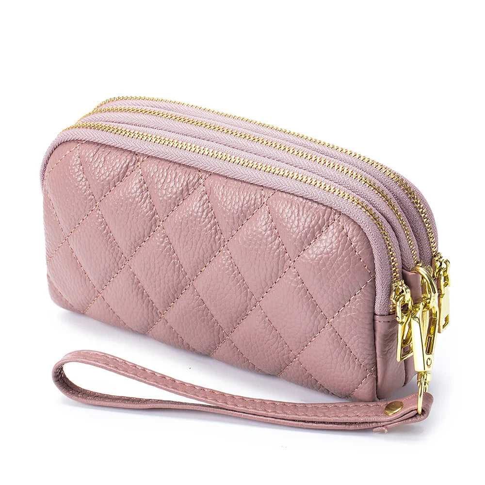 Women Long Wallet Genuine Leather Card Holder Large Capacity Zipper Coin Purse Multi Card Organizer Phone Bag Women Handbag