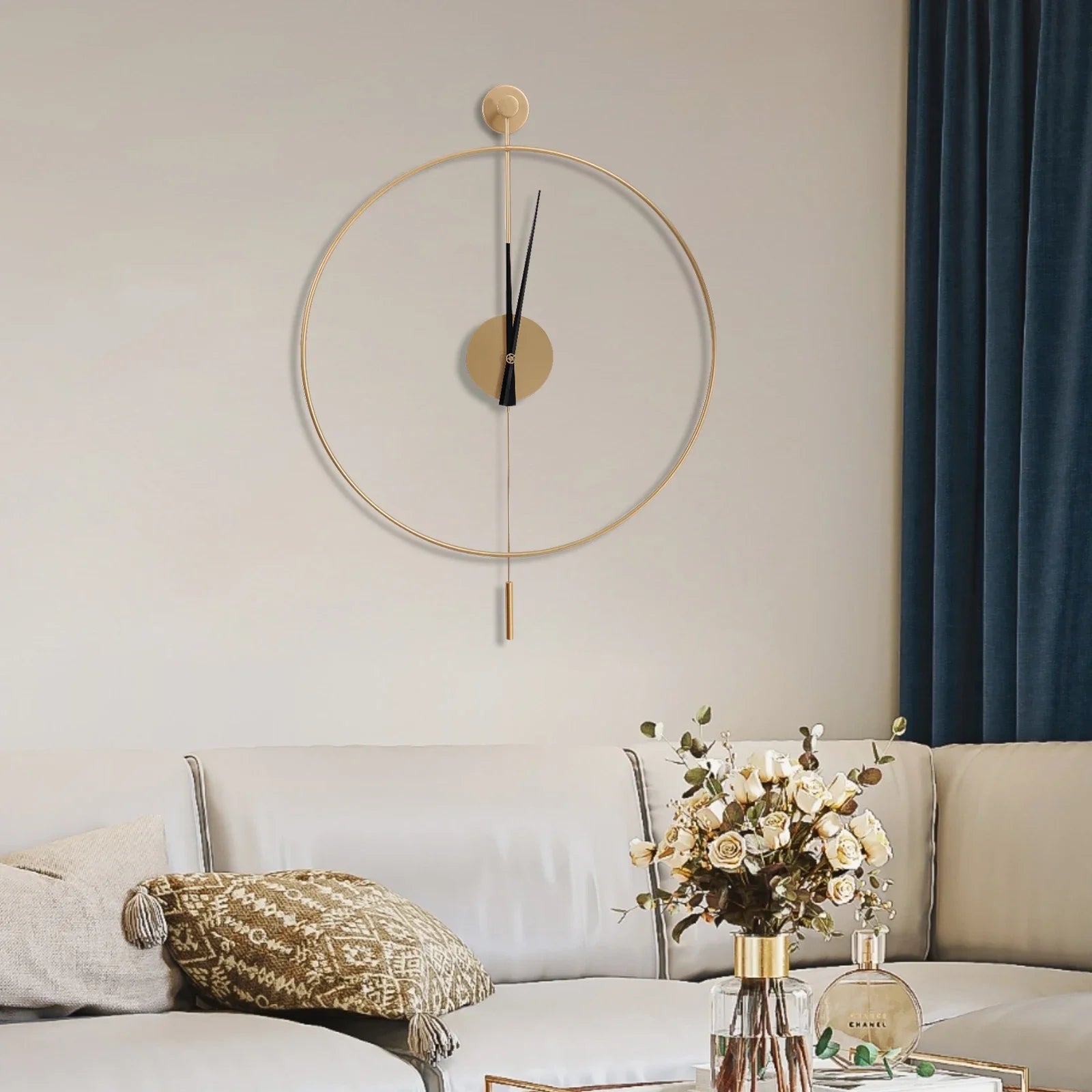 Swing Wall Clock Modern Design Silent Quartz Movement Elegant Great Gift Living Room Decor Dial Without Number Easy to Install: