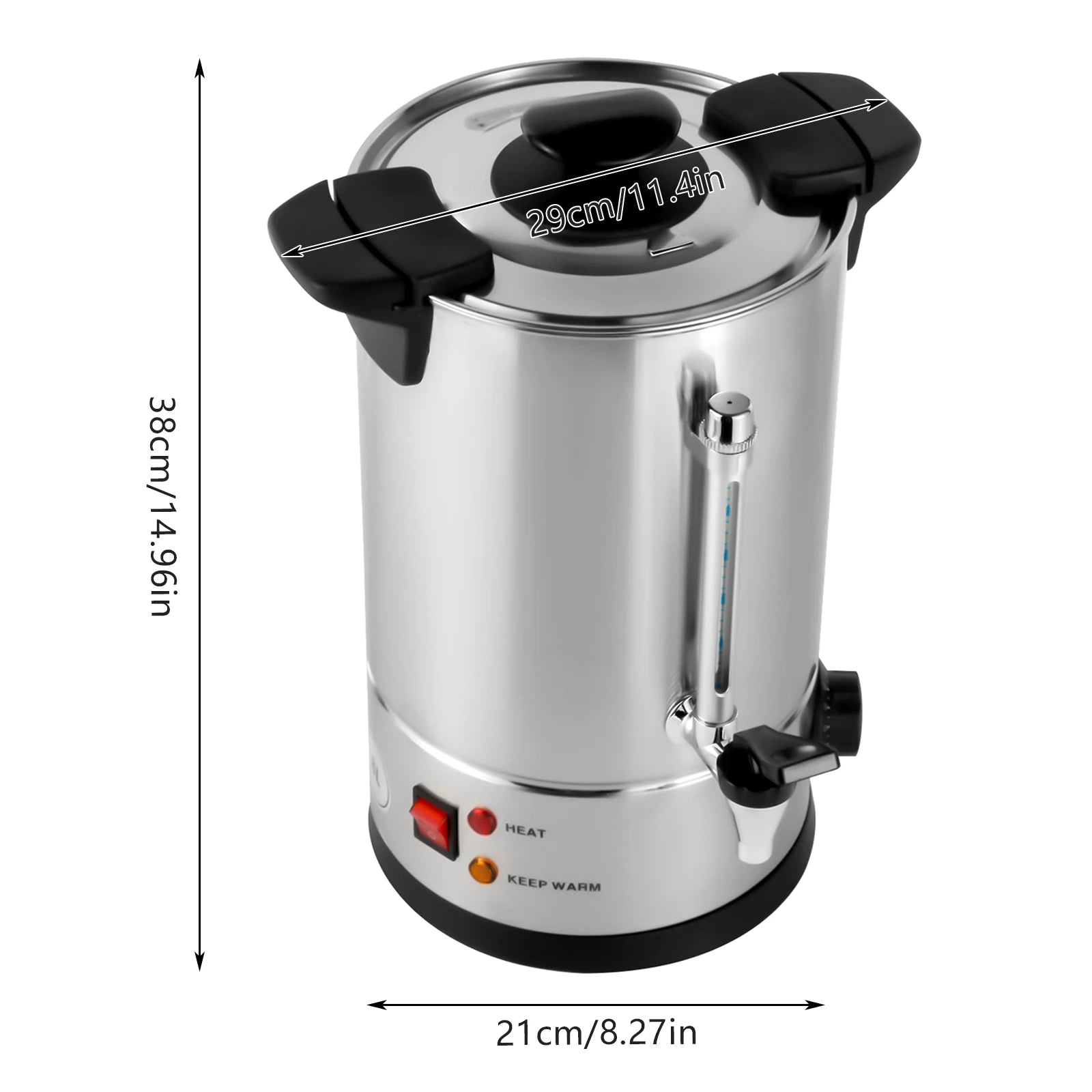 Commercial Coffee Urn Tea Maker Hot Water Beverage Dispenser, 8L Large Stainless Steel Percolate Coffee Maker Hot Water Urn