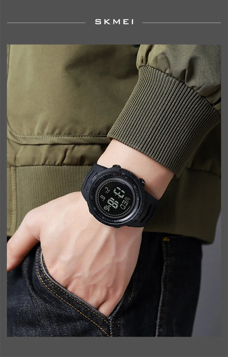 SKMEI Men's Sport Military Digital Men Watch For Men Waterproof Electronic Countdown Mens Wristwatches Outdoors Clock + Compass
