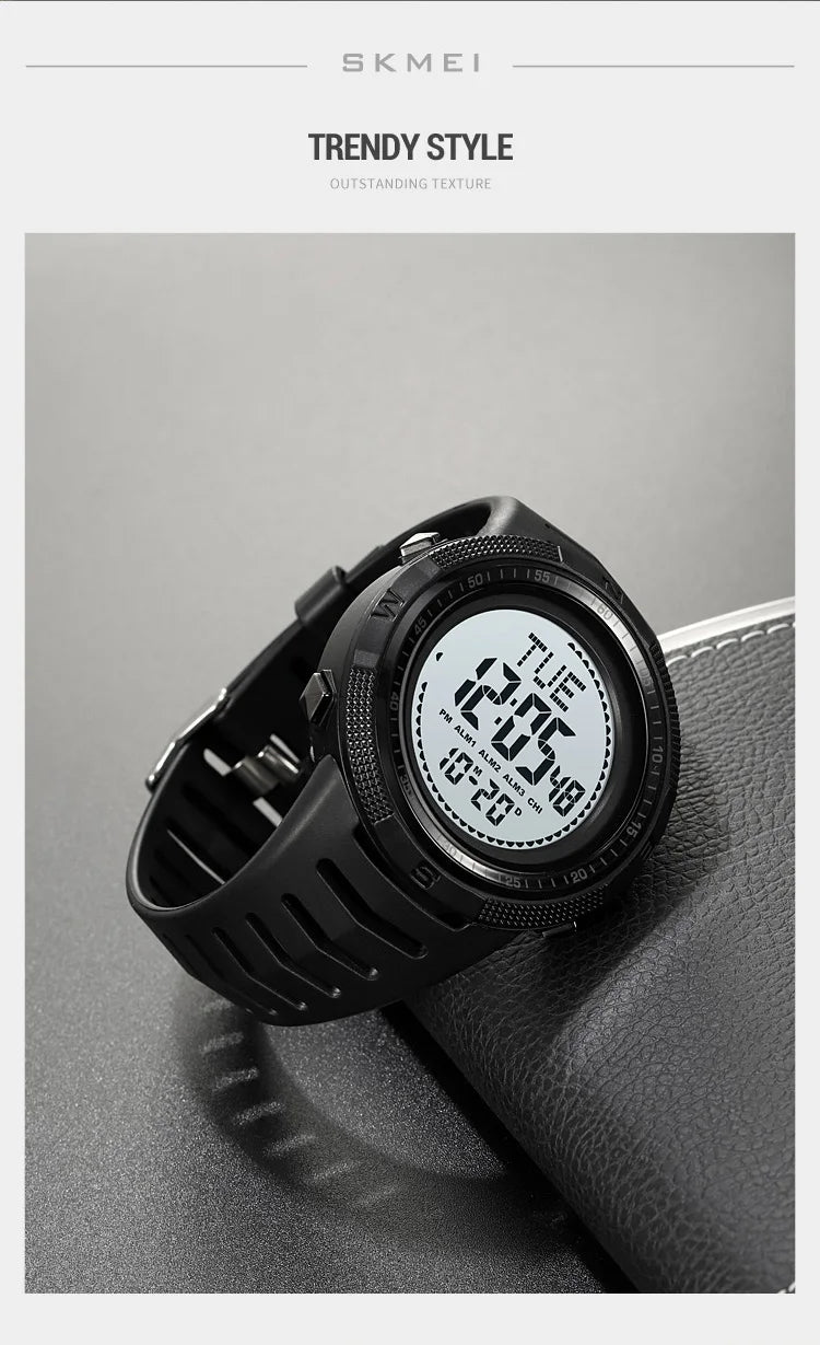 SKMEI Men's Sport Military Digital Men Watch For Men Waterproof Electronic Countdown Mens Wristwatches Outdoors Clock + Compass