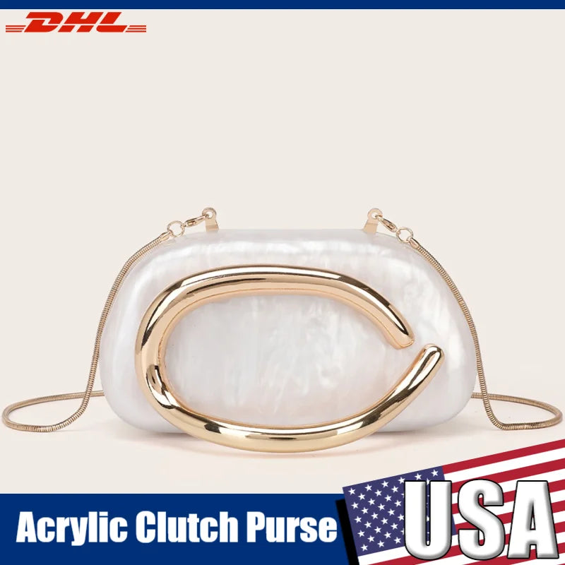 Acrylic Clutch Purse For Women Evening Handbags Luxury Brand Design Lady Shell Box Purses For Wedding Prom Cocktail Party