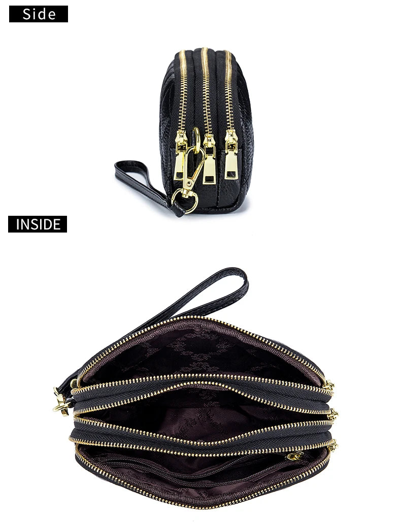 Women Long Wallet Genuine Leather Card Holder Large Capacity Zipper Coin Purse Multi Card Organizer Phone Bag Women Handbag