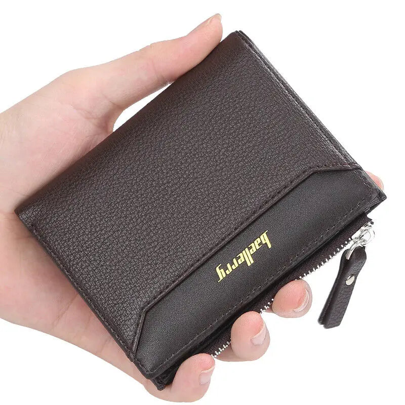 Man's Leather Coin Wallet Foldable Zipper Purse Multi-card Slot Credit Wallet Business Wallet Credit Card Holder Purse Gift