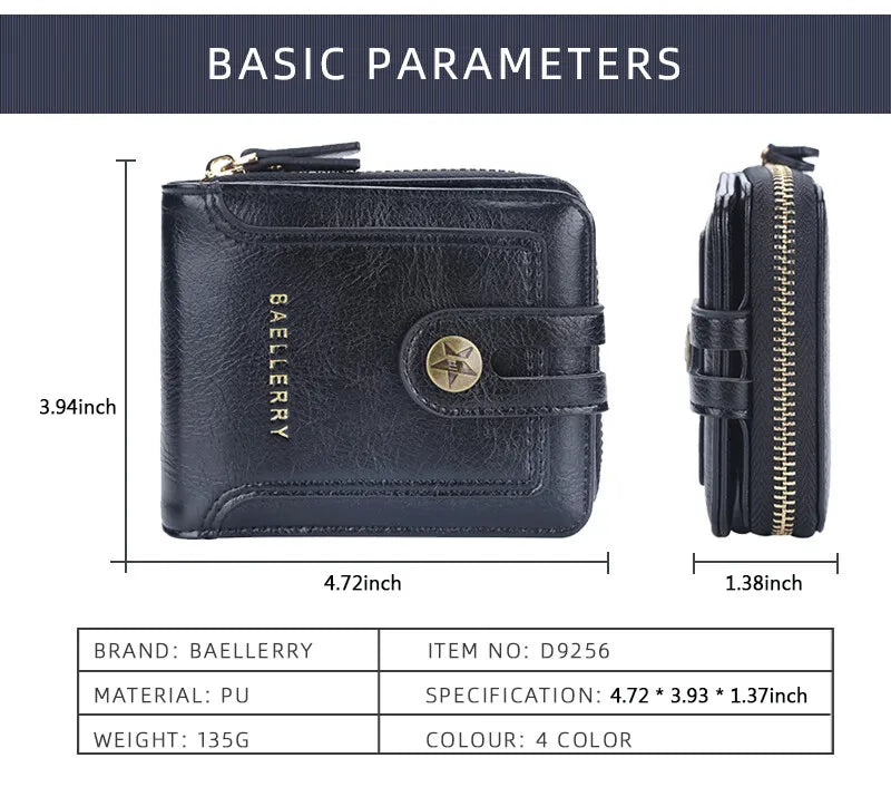 Short Vintage Small Wallet for Men Designer High Quality PU Leather with Coin Pocket Wallet Card Holder Pocket wallets