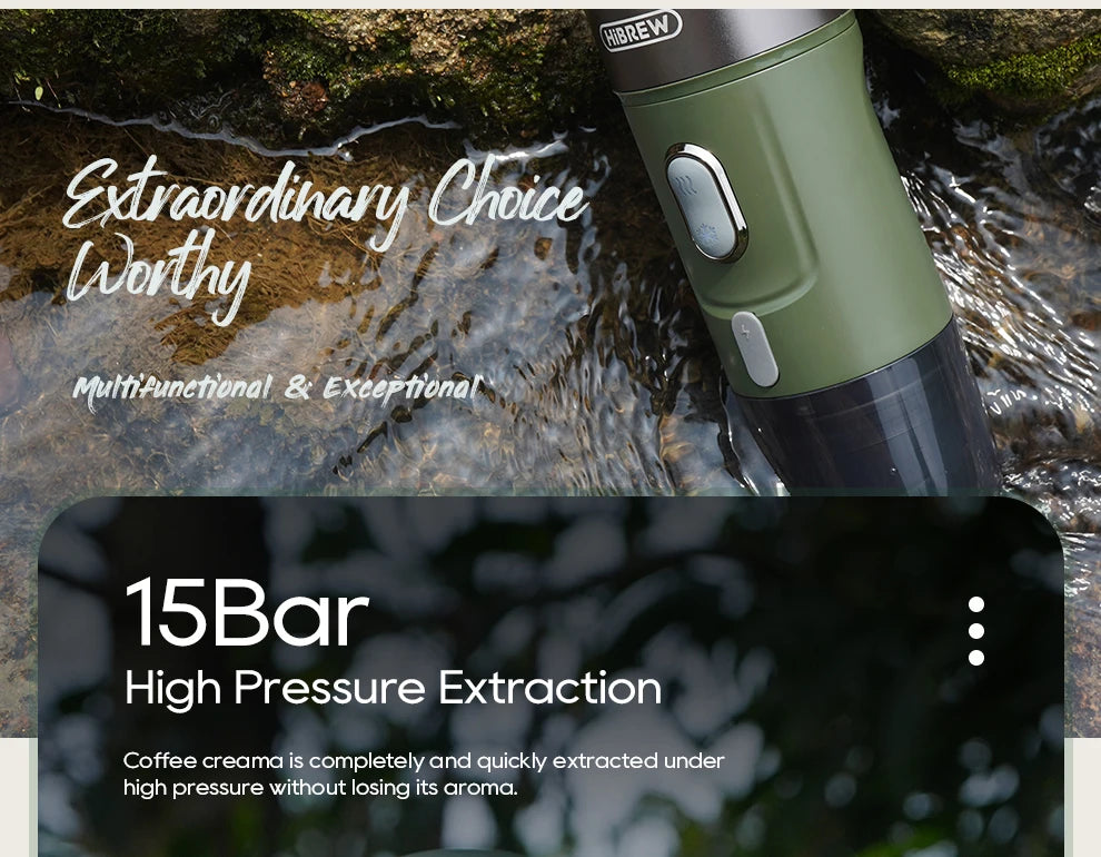 HiBREW Wireless Electric Portable Espresso Coffee Machine for Car & Home Camping Coffee Maker Fit Nespresso Dolce Capsule Powder