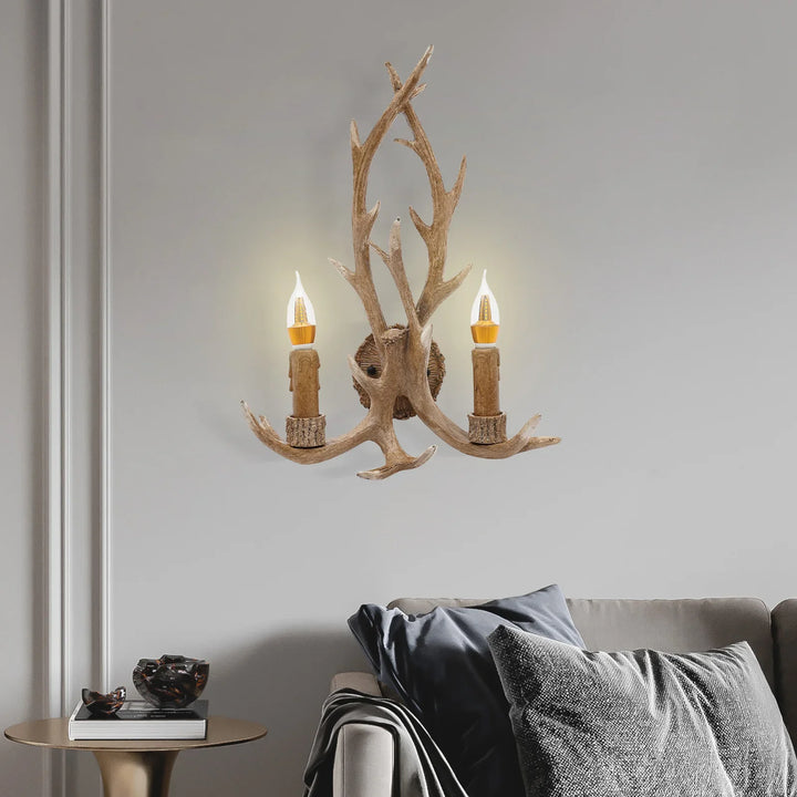 Bymaocar Energy-Efficient LED Antler Wall Lamp, E14 Bulb Base, Indoor Lighting Fixture for 32.29-53.82ft², Bedroom & Hotel Decor