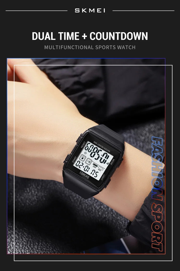 SKMEI Japan Digital movement Mens Sport Watches Military Countdown Alarm Clock 5Bar Waterproof LED Light Wristwatch reloj hombre