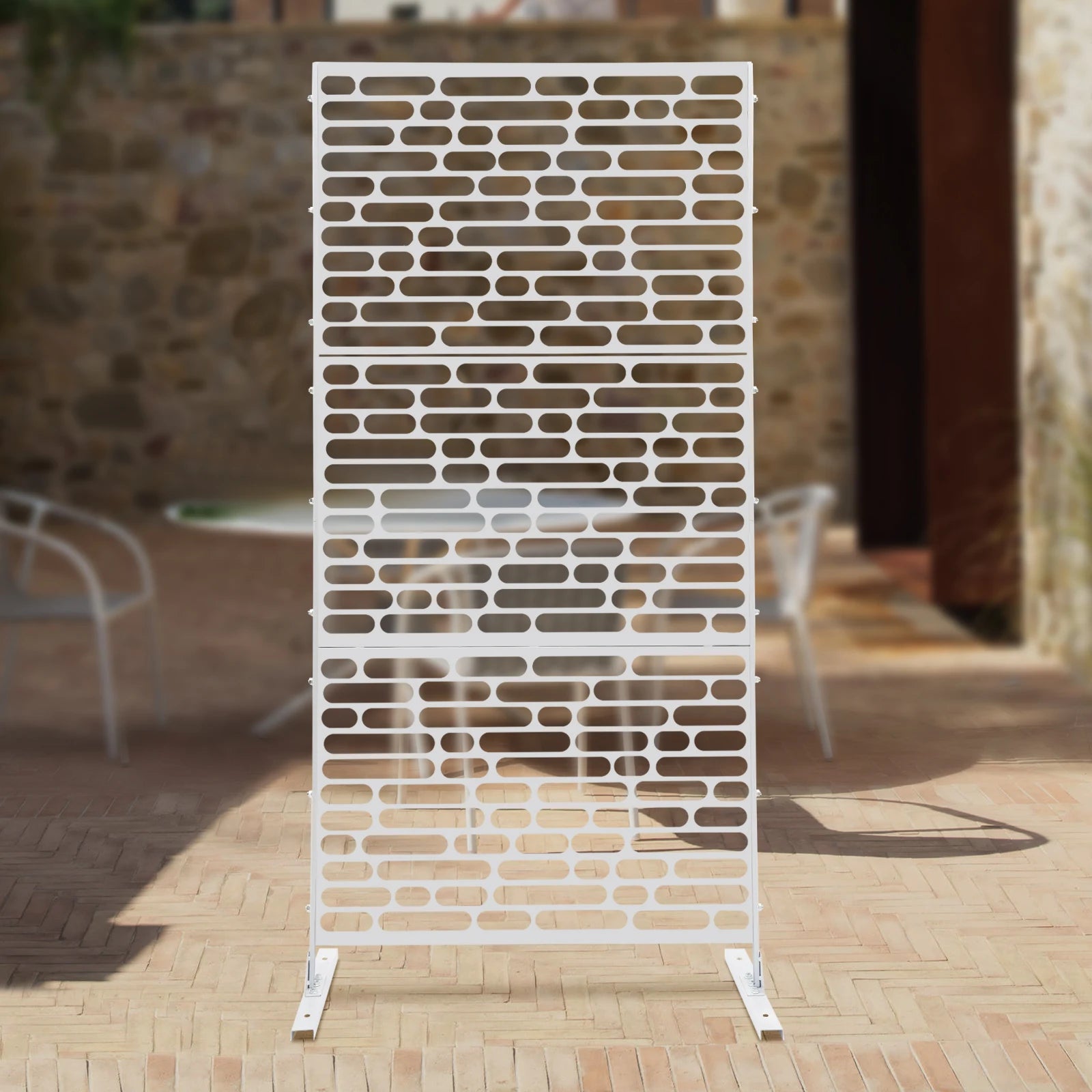 90*40*190cm Outdoor Privacy Fence Screen, White Outdoor Decorative Panels, Freestanding Privacy Screen Fence Panels