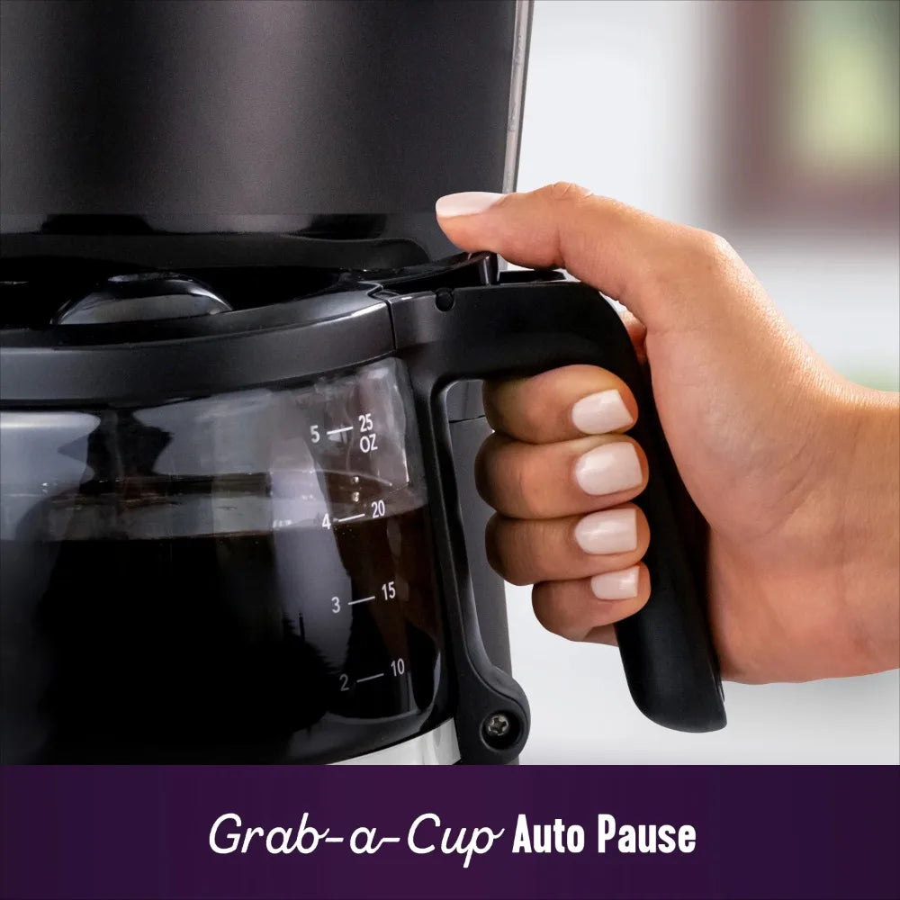 5-Cup Programmable Coffee Maker, 25 oz Mini Brew Coffee, Black