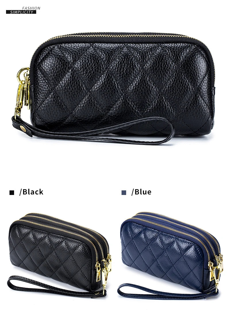 Women Long Wallet Genuine Leather Card Holder Large Capacity Zipper Coin Purse Multi Card Organizer Phone Bag Women Handbag