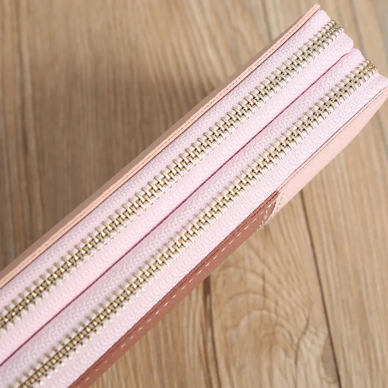 Women's Wallets Double Zipper Coin Purse Ladies Long Clutch Handbags Credit Cards Holder PU Leather Phone Bag Large Capacity