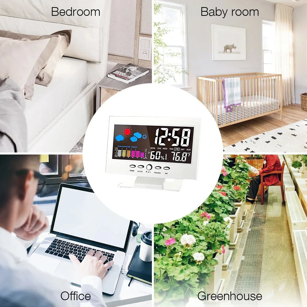 【2025 Upgraded】Digital Weather Station Thermometer Hygrometer Clock - Temp Humidity Monitor Calendar Trend Alarm Comfort Level |