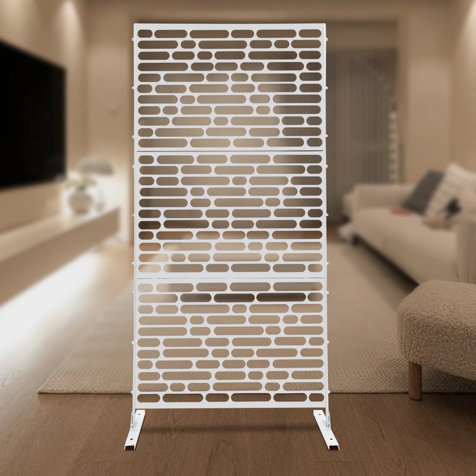 90*40*190cm Outdoor Privacy Fence Screen, White Outdoor Decorative Panels, Freestanding Privacy Screen Fence Panels