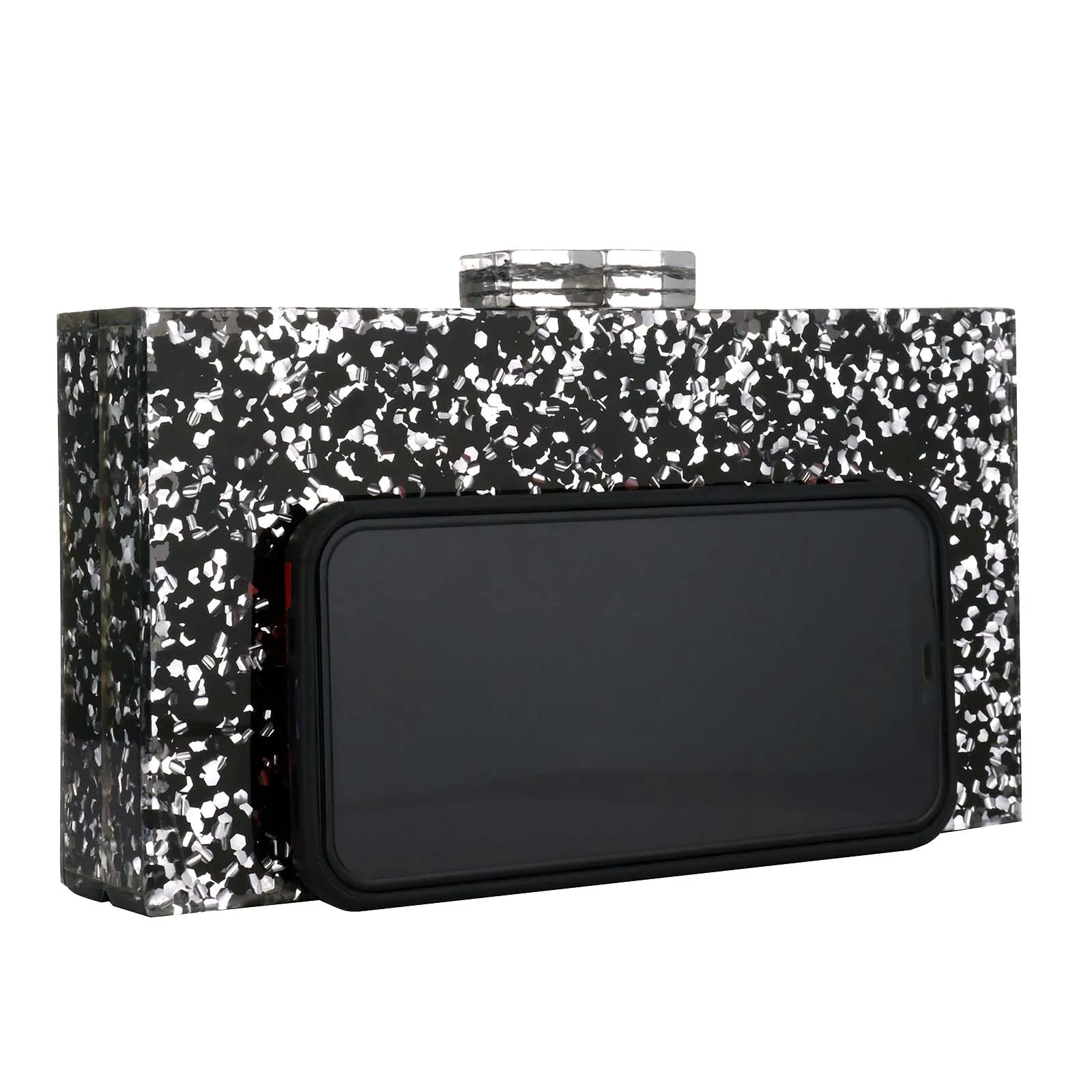 Women Acrylic Handbags Rectangle Multicolor Geometric Trend Designed Bags Chain Crossbody Bag Evening Banquet Party Clutch Bag