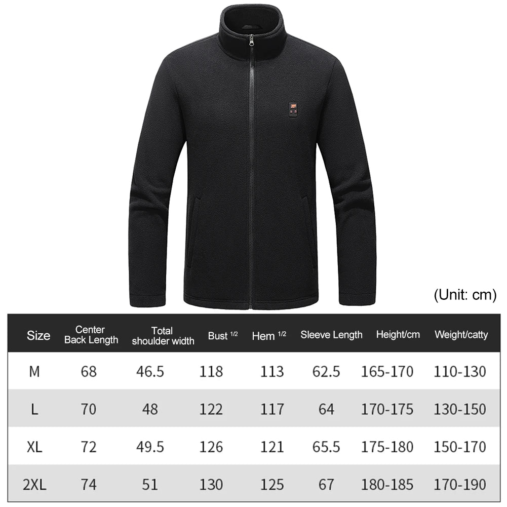 9 Heated Area Heated Jacket USB Charging Heated Zip Up Coat Waterproof Heating Jackets Coat 3 Gear Temperature for Hiking Skiing