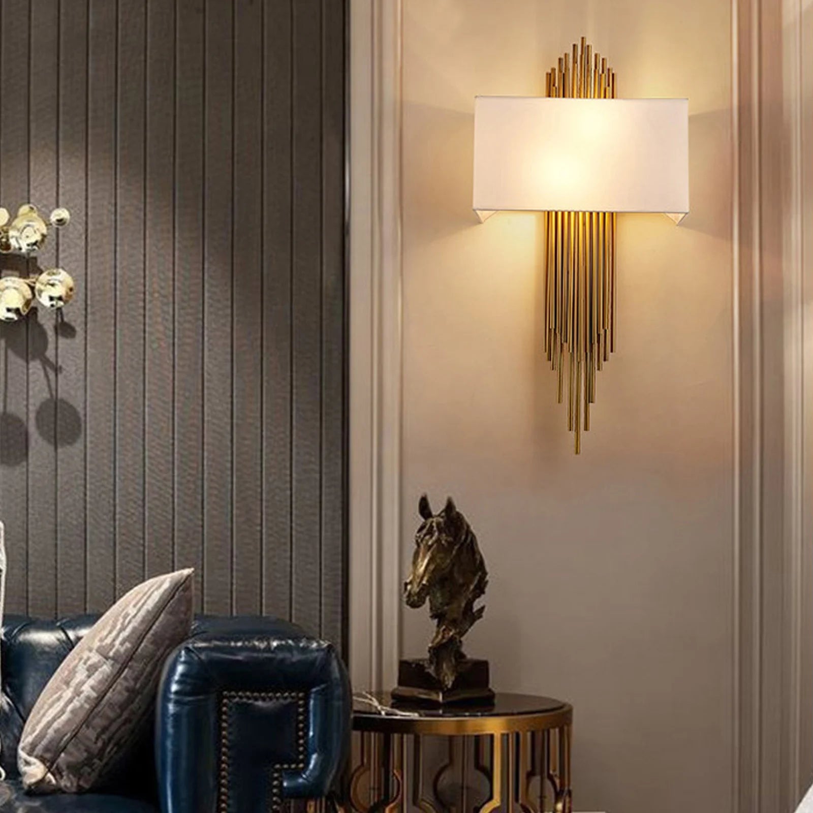 Modern Luxury Industrial Wall Sconce | Indoor Bedroom Lamp with Decorative Lampshade