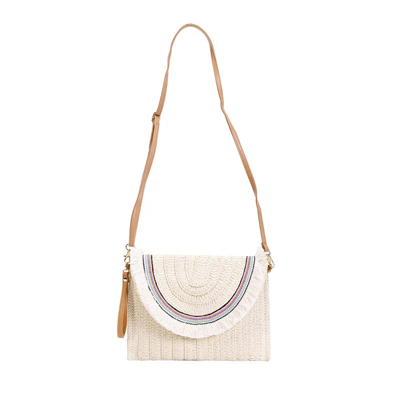 Raffia Straw Weaven Bags Fashion Ladies Wrist Clutches Summer Women Shoulder Crossbody Bags Handmade Handbags Purse Beach Bag
