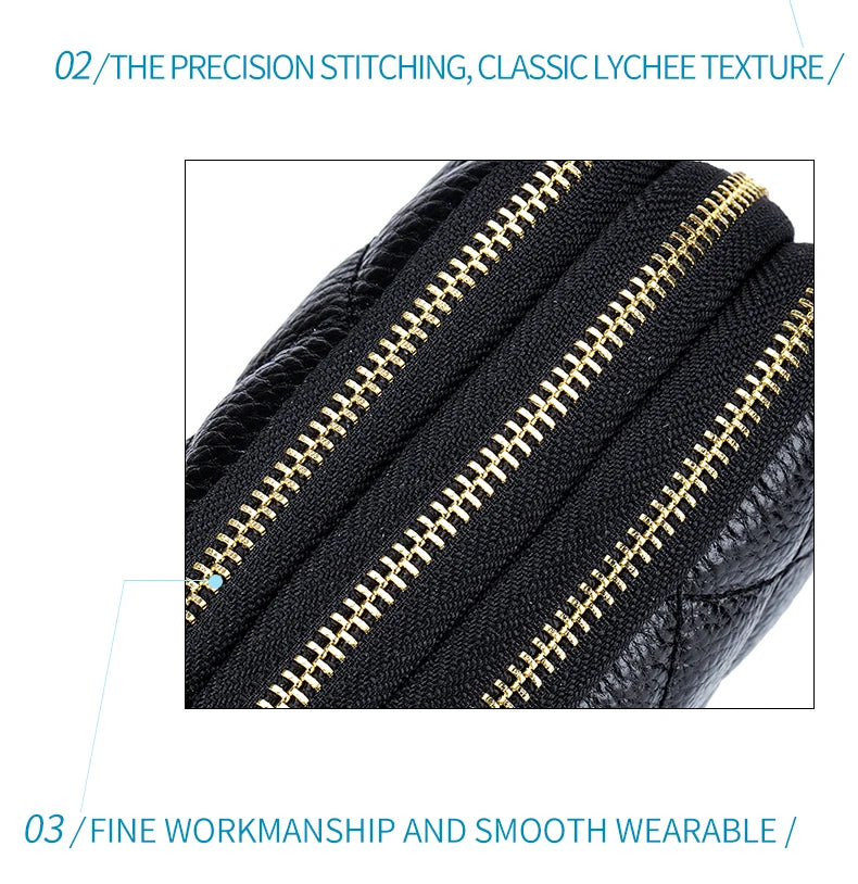 Women Long Wallet Genuine Leather Card Holder Large Capacity Zipper Coin Purse Multi Card Organizer Phone Bag Women Handbag