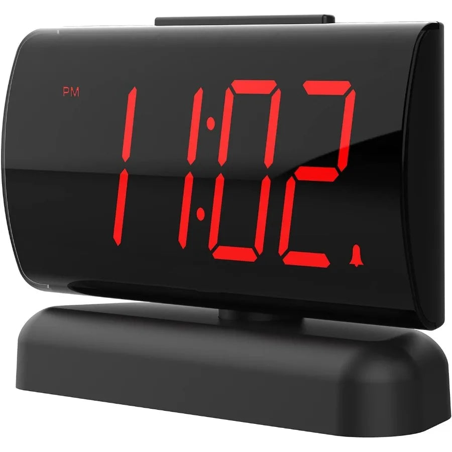 GING YHAU Alarm Clock Large Digital Rotating Base 2level Brightness Digital Clock Bedroom Bedside Alarm Clock Format Socket Pow
