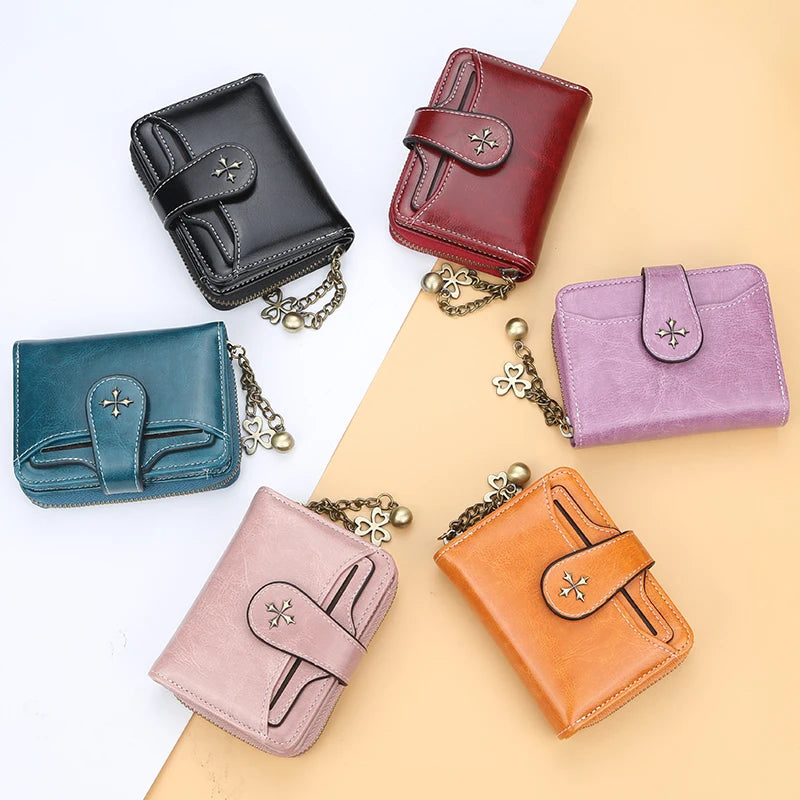 Fashion Women's Wallets Short PU Leather Credit Card Holder Bifold Female Purse Zipper Pocket Wallet Handbag Mother's Day Gifts