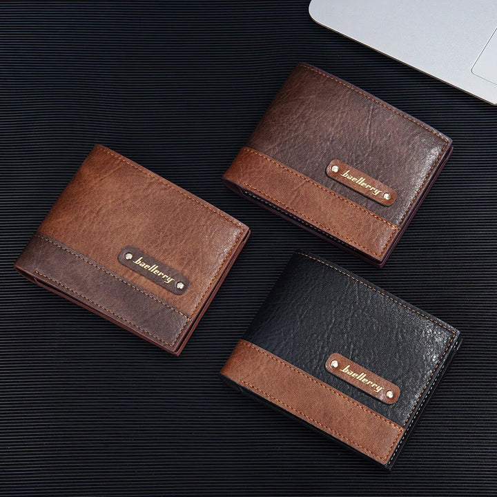 Men's Short PU Leather Wallet,Multi-Slot Bifold Pocket Photo Holder Small Men's Wallet,Vintage Wallet Pocket for Male