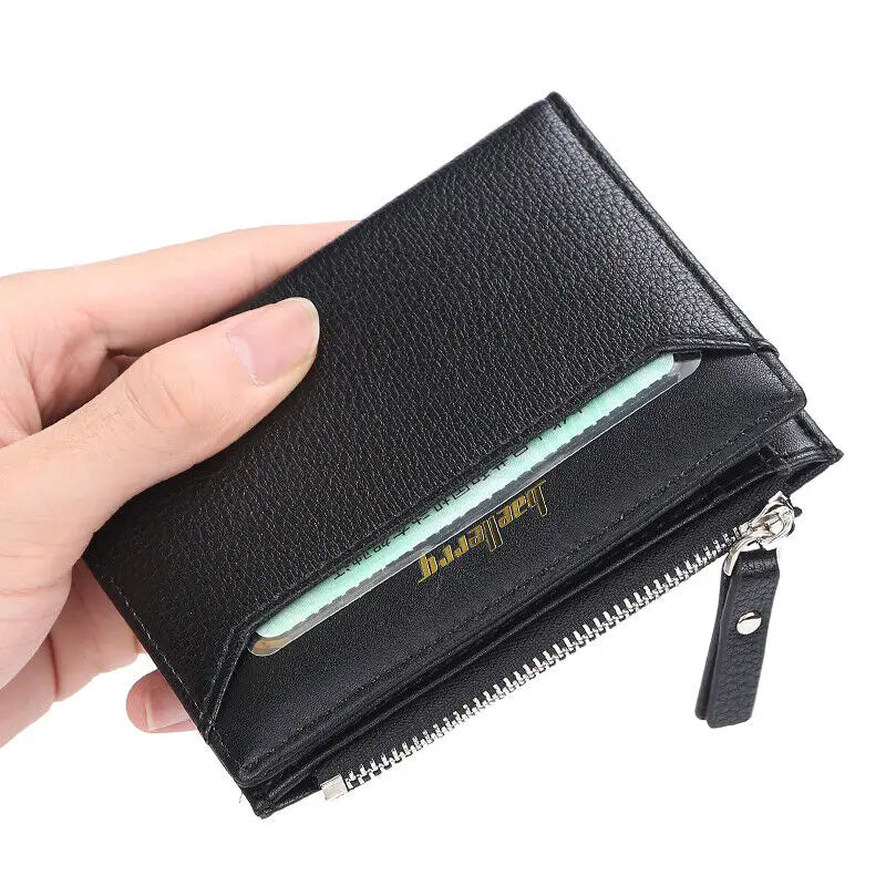 Man's Leather Coin Wallet Foldable Zipper Purse Multi-card Slot Credit Wallet Business Wallet Credit Card Holder Purse Gift