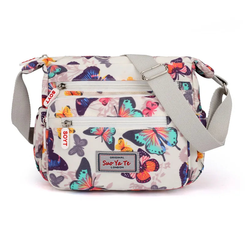 Fashion Multi-Pocket Crossbody Handbags Floral Pattern Female Shoulder Bag for Shopping Messenger Bags Waterproof Crossbody Bag