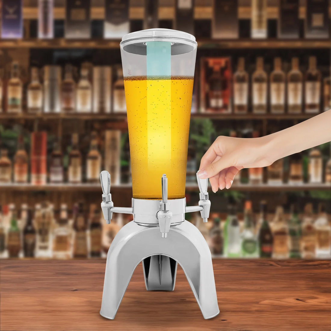 Top-Selling 3-Tap LED Beer Dispenser with Built-in Ice Container, 3 Faucets, Colorful Lighting for Parties/Camping/KTV