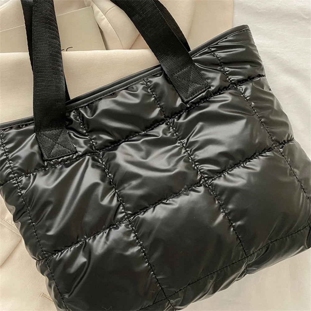 Fashion Shoulder Bag Large Capacity Cotton Padded Women Tote Bag Rhombus Ladies Tote Handbags Quilted Solid for Leisure Travel