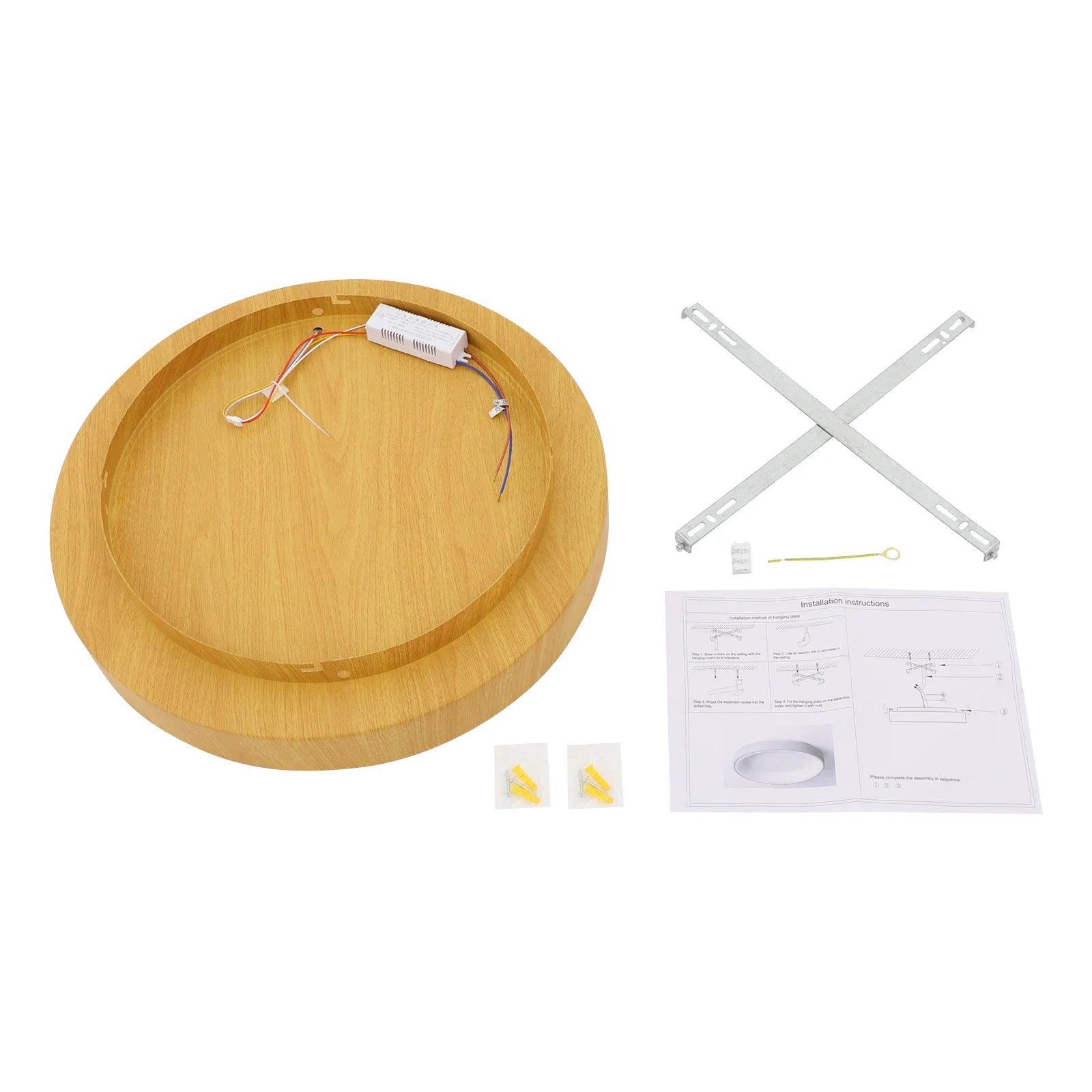 Wood Grain Ceiling Light, Modern LED Flush Mount Lighting Fixture, 36W 3300LM Acrylic & Iron Lamp - 10-20m² Coverage, 110-265V