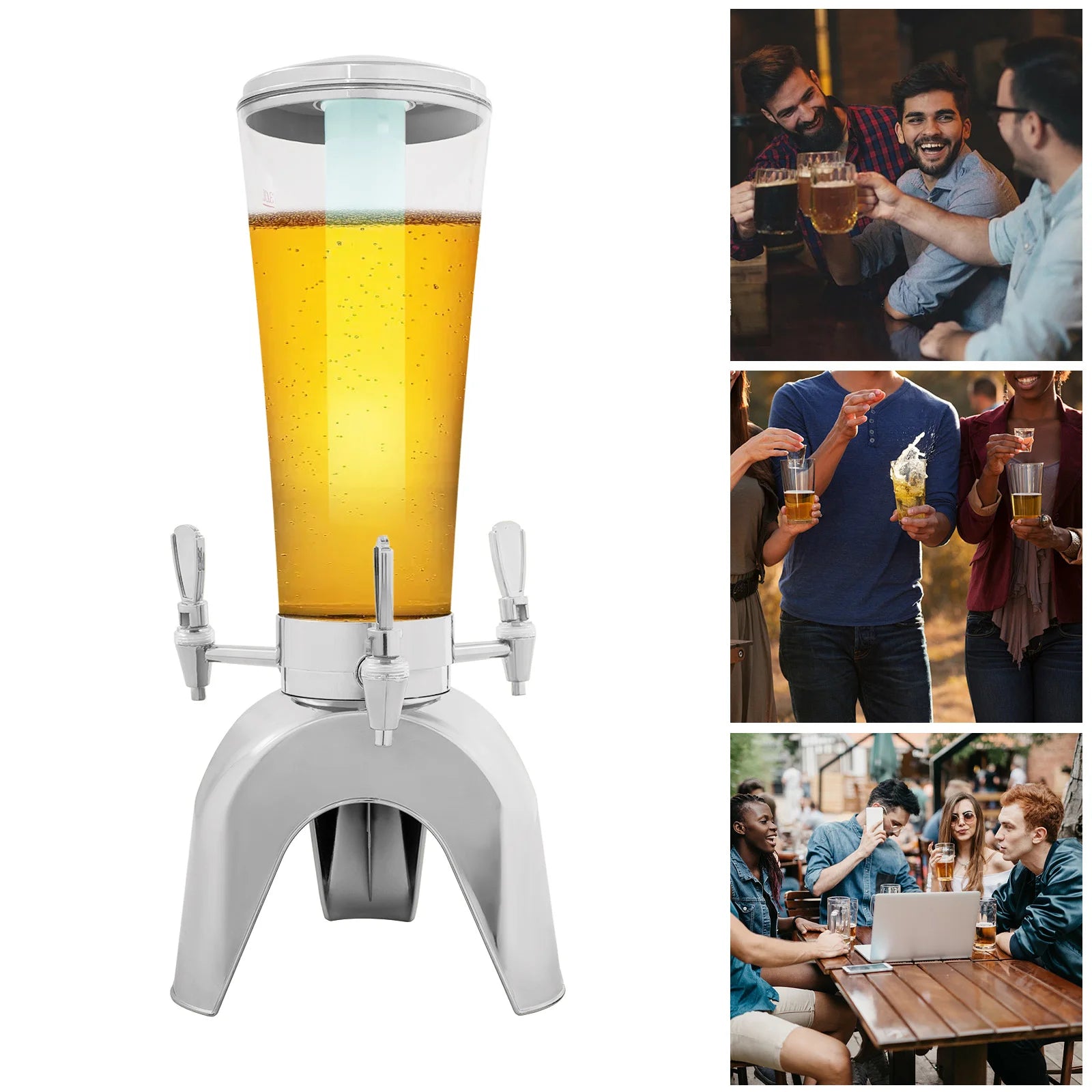 Top-Selling 3-Tap LED Beer Dispenser with Built-in Ice Container, 3 Faucets, Colorful Lighting for Parties/Camping/KTV