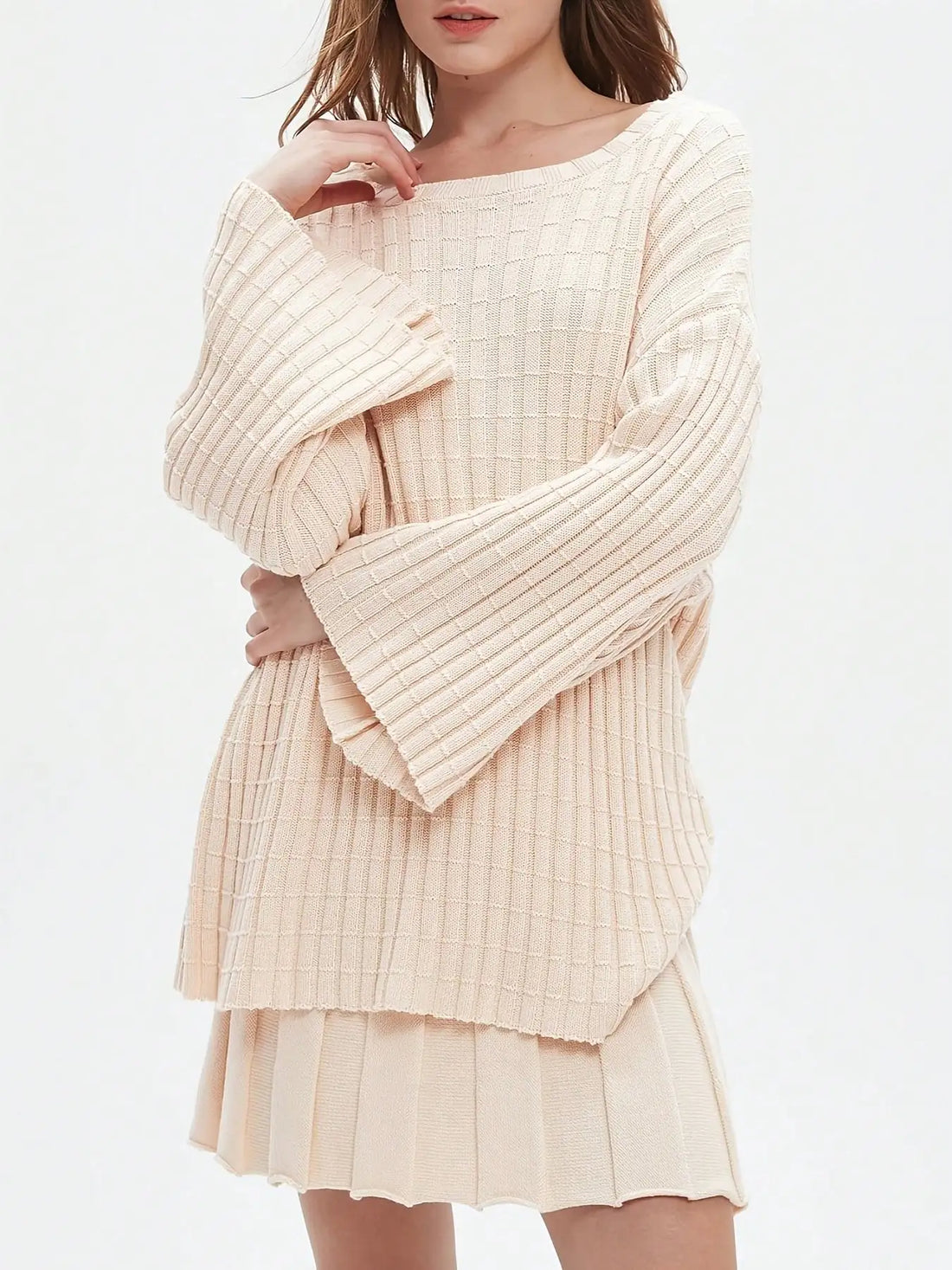 Womens Sweater Mini Skirt Sets 2 Piece Outfits Long Sleeve Top Short Skirts Suits Loose Loungewear Fall Clothes