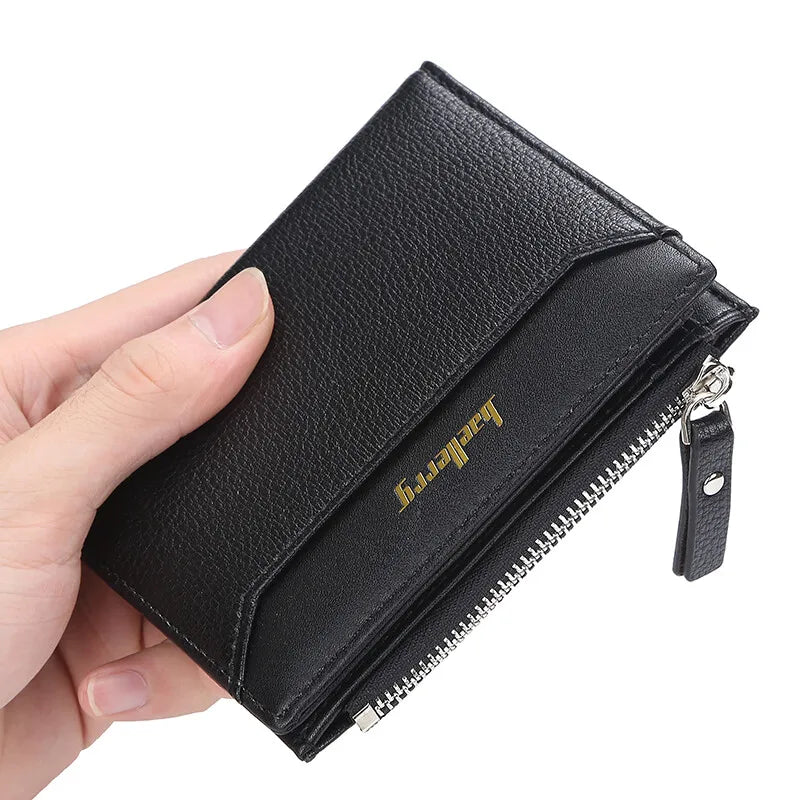 Man's Leather Coin Wallet Foldable Zipper Purse Multi-card Slot Credit Wallet Business Wallet Credit Card Holder Purse Gift