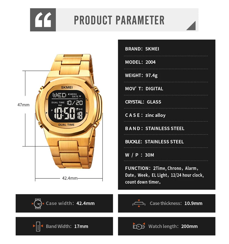 SKMEI Original Brand Digital Sport Watches Men Countdown Timer Chrono Alarm Back Light Wristwatch Waterproof Clock reloj hombre
